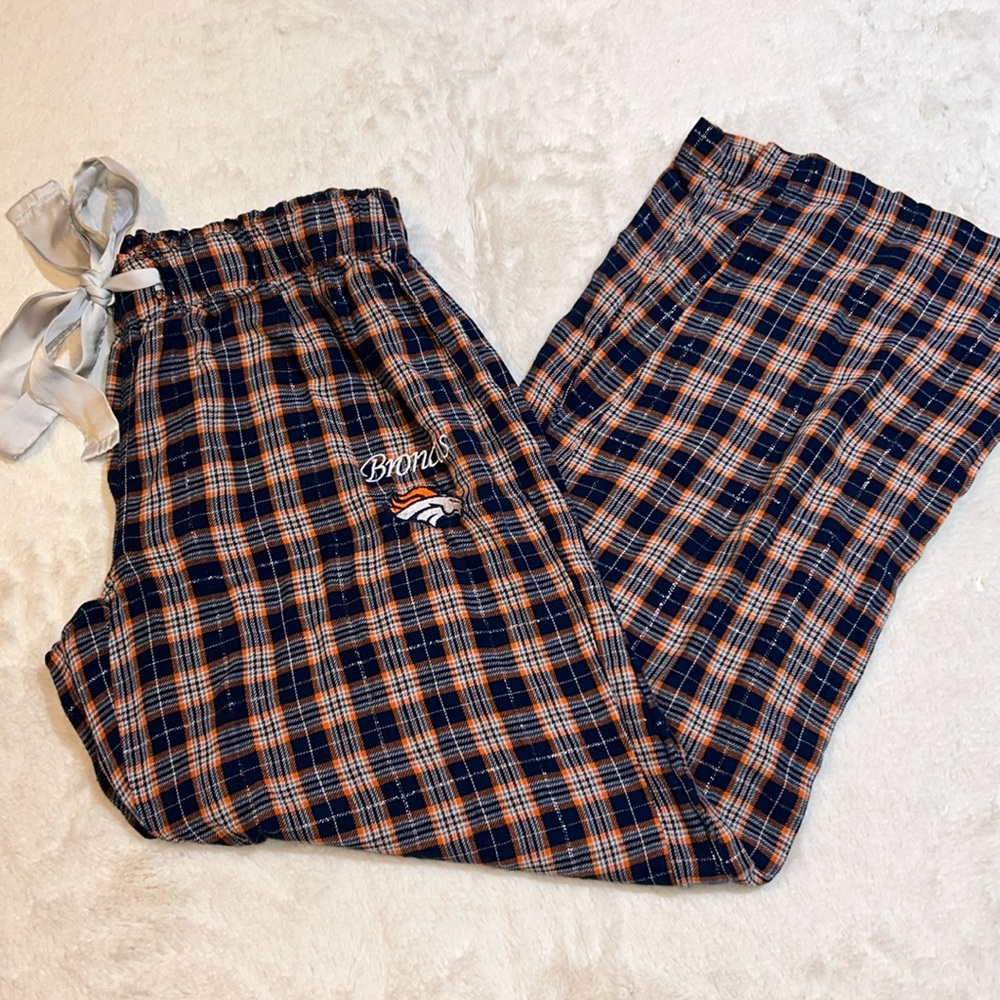 Large Broncos NFL plaid pajama pants